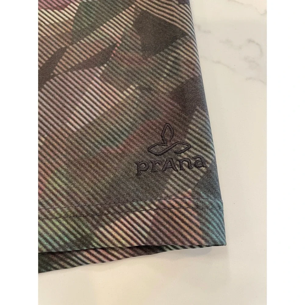 prAna Mens Camo Stripe Board Shorts Size 35 Multi Color UPF 50+ Swim Trunks